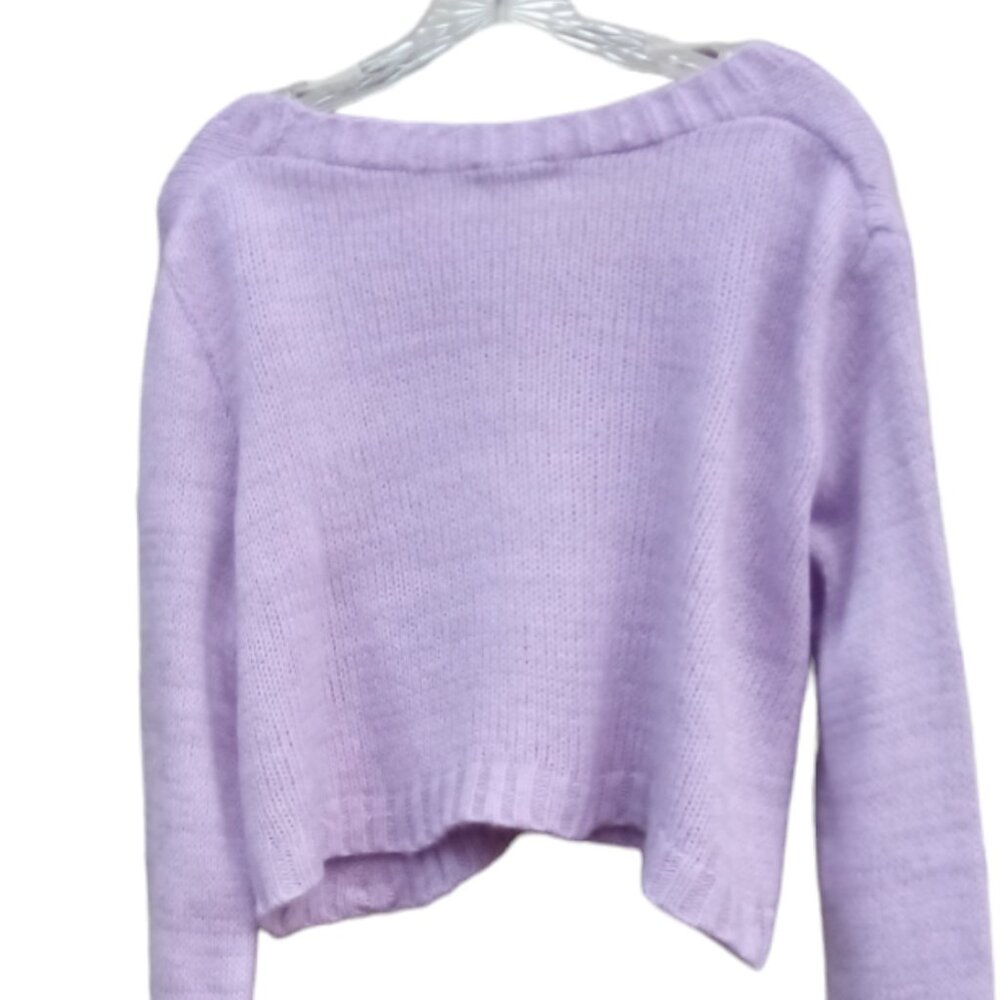 Nasty Gal cropped oversized lavender sweater sz S - Picture 2 of 12